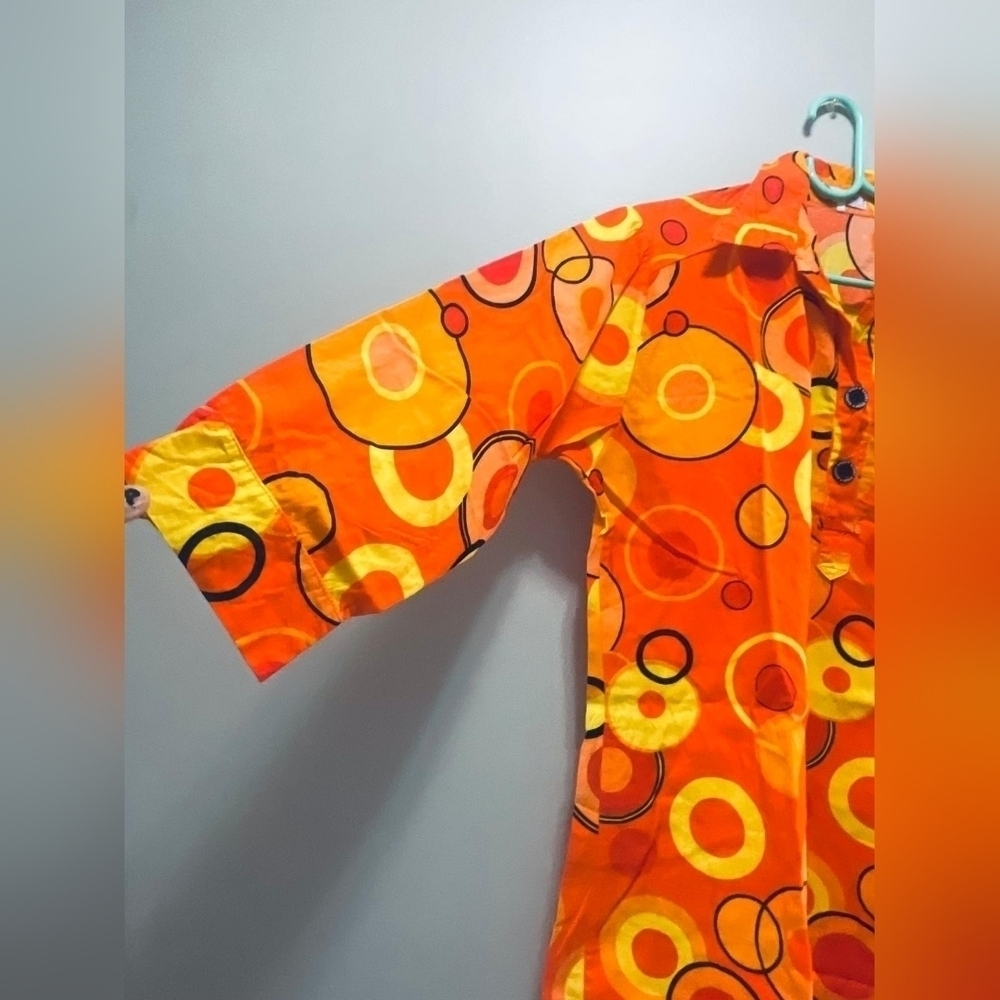 Women's orange 100 percent cotton  short sleeve blouse  XL